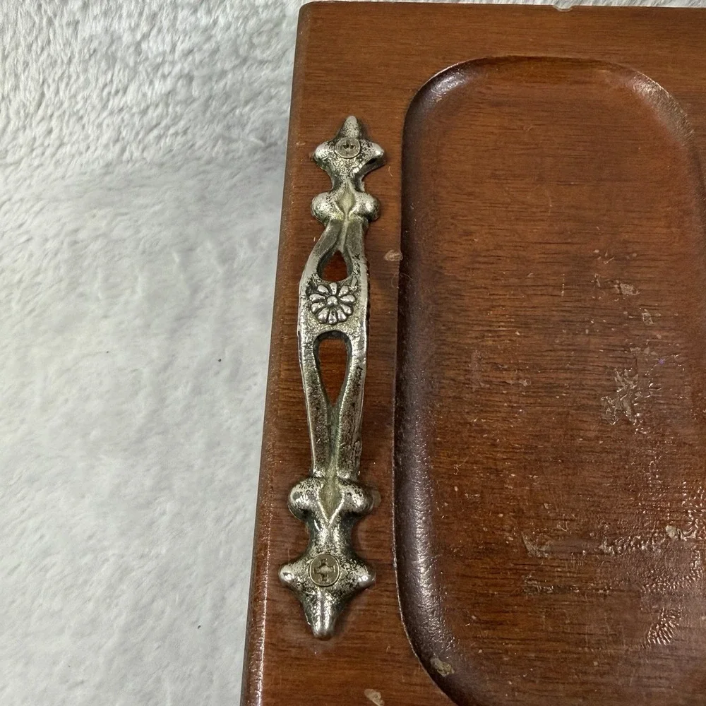 Vintage Wood Dresser Valet Jewelry Box Drawer Coin Tray Card Holder Caddy 12